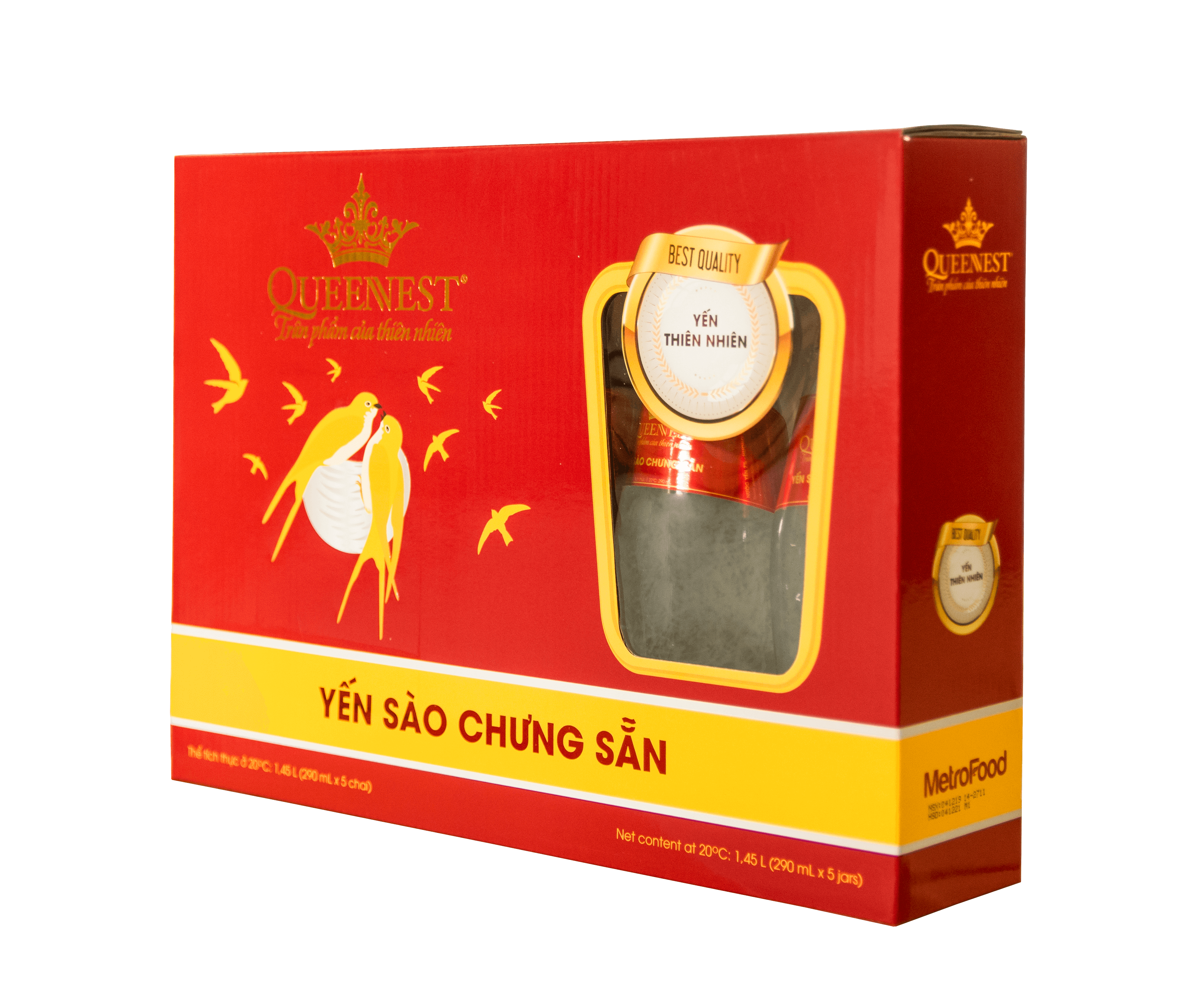 Yến Sào Chưng Sẵn Queennest 7% - Hương Dưa Lưới - Hộp Vàng