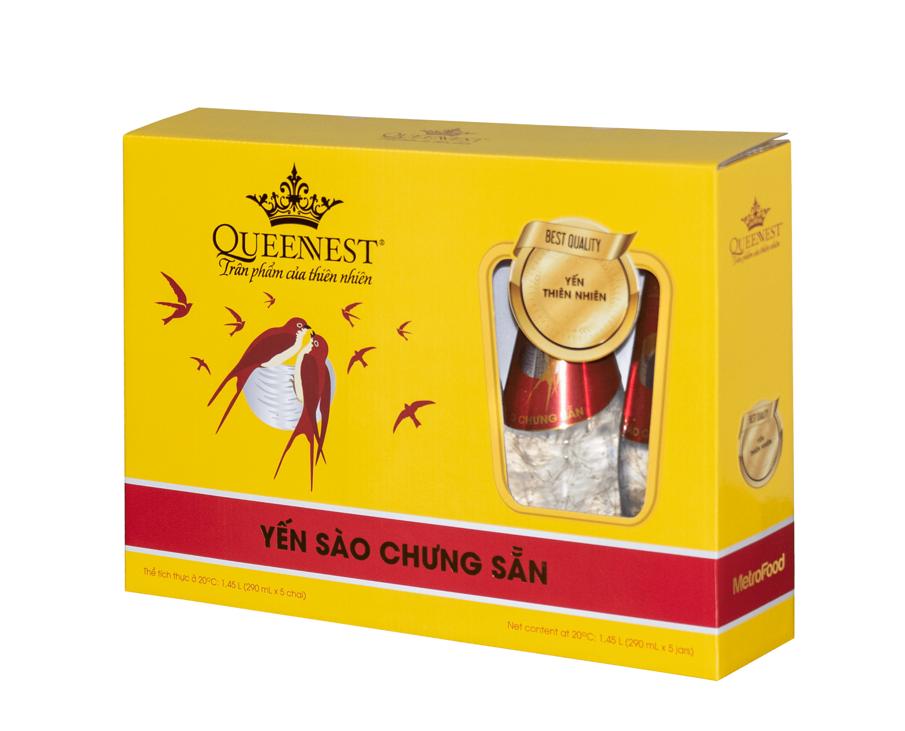 Yến Sào Chưng Sẵn Queennest 7% - Hương Dưa Lưới - Hộp Đỏ